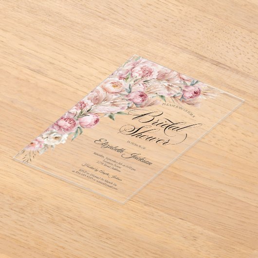 Aquarellfarbe Rosa Blume Brautparty Acryleinladungen (Ablage )