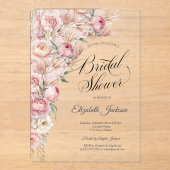 Aquarellfarbe Rosa Blume Brautparty Acryleinladungen (Vorderseite)