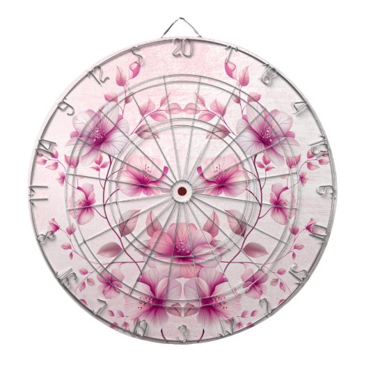 Aquarellfarbe Rosa Blume Dartboard Dartscheibe (vorne)