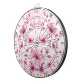 Aquarellfarbe Rosa Blume Dartboard Dartscheibe (Vorderseite rechts)