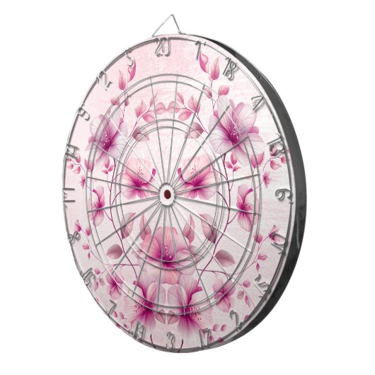 Aquarellfarbe Rosa Blume Dartboard Dartscheibe (Vorderseite rechts)
