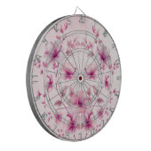 Aquarellfarbe Rosa Blume Dartboard Dartscheibe (Vorderseite Links)