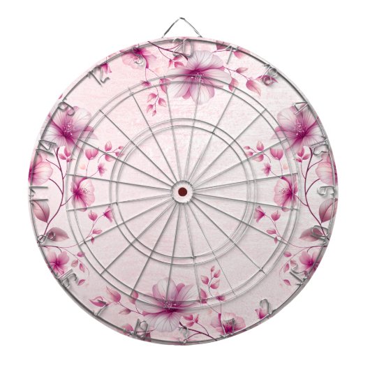 Aquarellfarbe Rosa Blume Dartboard Dartscheibe (vorne)