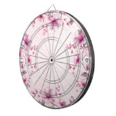 Aquarellfarbe Rosa Blume Dartboard Dartscheibe (Vorderseite rechts)