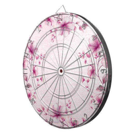 Aquarellfarbe Rosa Blume Dartboard Dartscheibe (Vorderseite rechts)