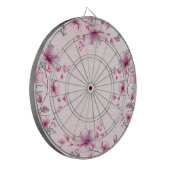 Aquarellfarbe Rosa Blume Dartboard Dartscheibe (Vorderseite Links)