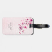 Aquarellfarbe Rosa Blume Gepäckstück Gepäckanhänger (Rückseite horizontal)