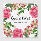 Aquarellfarbe Rosa Blume Illustration Magnetkarte (Vorderseite)