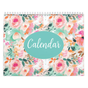 Aquarellfarbe Rosa Blume Kalender