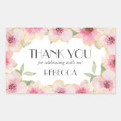 Aquarellfarbe Rosa Blume Rechteckiger Aufkleber (Vorderseite)