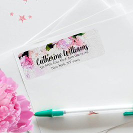 Aquarellfarbe Rosa Blume Rücksendeadresse