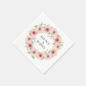 Aquarellfarbe Rosa Blume Serviette (Ecke)