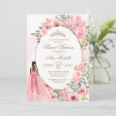 Aquarellfarbe Rosa Blume Sweet 16 Birthday Einladung (Stehend Vorderseite)