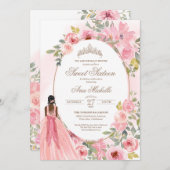 Aquarellfarbe Rosa Blume Sweet 16 Birthday Einladung (Vorne/Hinten)