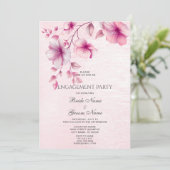 Aquarellfarbe Rosa Blume Verlobung Einladung (Stehend Vorderseite)