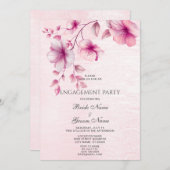 Aquarellfarbe Rosa Blume Verlobung Einladung (Vorne/Hinten)