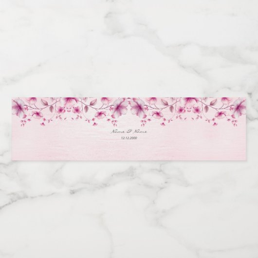 Aquarellfarbe Rosa Blume Wasser Flasche Etikett (Einzelnes Label)