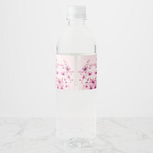 Aquarellfarbe Rosa Blume Wasser Flasche Etikett (Rückseite)