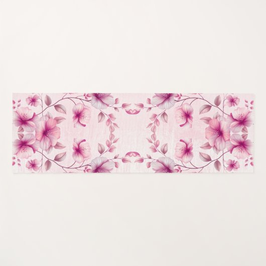 Aquarellfarbe Rosa Blume Yoga Mat Yogamatte (Vorderseite (Horizontal))