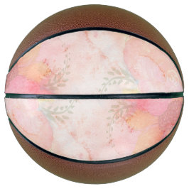 Aquarellfarbe Rosa Blumenuntergrund Basketball