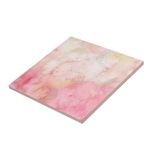 Aquarellfarbe Rosa Blumenuntergrund Fliese (Seite)