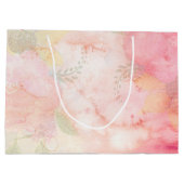 Aquarellfarbe Rosa Blumenuntergrund Große Geschenktüte (Rückseite)