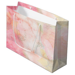 Aquarellfarbe Rosa Blumenuntergrund Große Geschenktüte