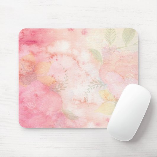 Aquarellfarbe Rosa Blumenuntergrund Mousepad (Mit Mouse)