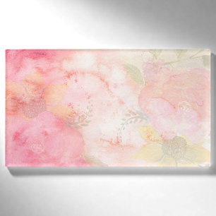 Aquarellfarbe Rosa Blumenuntergrund Namenschild