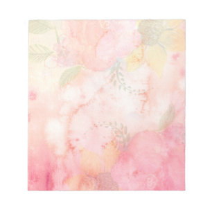 Aquarellfarbe Rosa Blumenuntergrund Notizblock
