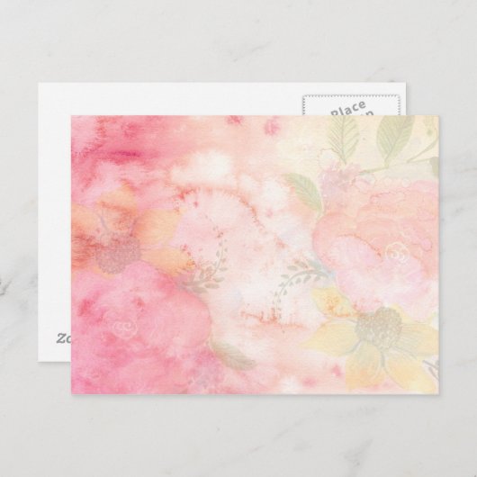 Aquarellfarbe Rosa Blumenuntergrund Postkarte (Vorne/Hinten)