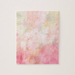 Aquarellfarbe Rosa Blumenuntergrund Puzzle