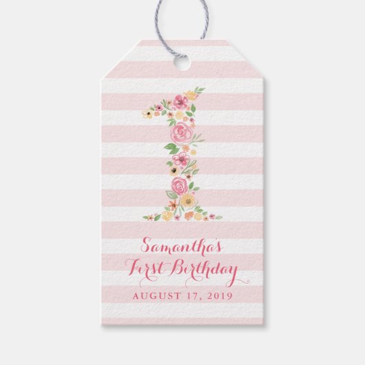 Aquarellfarbe Rosa Blüte Erstgeburt Geschenkanhänger (Vorderseite)