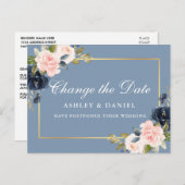 Aquarellfarbe Rosa Blütenblau verändert das Datum Postkarte (Vorne/Hinten)