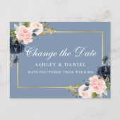 Aquarellfarbe Rosa Blütenblau verändert das Datum Postkarte (Vorderseite)