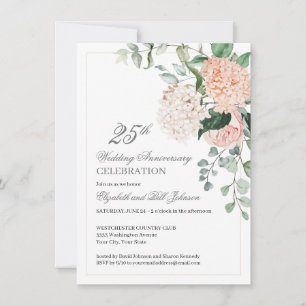 Aquarellfarbe Rosa Blütenblume 25. Hochzeitstag Einladung