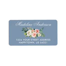 Aquarellfarbe Rosa Blütendusche Blaue Rücksendeadr Adressaufkleber