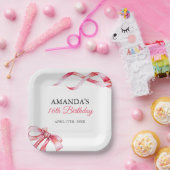 Aquarellfarbe Rosa Blütenfarben Bonbon Sweet 16 Ge Pappteller (Party)