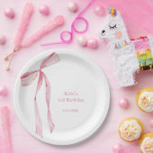 Aquarellfarbe Rosa Bow Geburtstag Pappteller (Party)