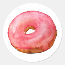 Aquarellfarbe Rosa Donut Sticker Food Illustration