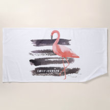 Aquarellfarbe Rosa Flamingo Pinselstriche Linie Cu