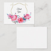 Aquarellfarbe Rosa Floral Danke Karte (Vorne/Hinten)