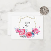 Aquarellfarbe Rosa Floral Danke Karte (Vorderseite/Rückseite Beispiel)