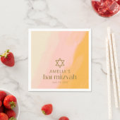 Aquarellfarbe Rosa Gelber Star Custom Bat Mitzvah Serviette (Beispiel)