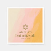 Aquarellfarbe Rosa Gelber Star Custom Bat Mitzvah Serviette (Vorderseite)