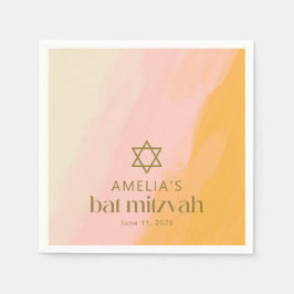 Aquarellfarbe Rosa Gelber Star Custom Bat Mitzvah Serviette
