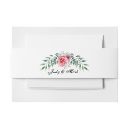 Aquarellfarbe Rosa Grüne Foliage Einladungsbanderole