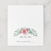 Aquarellfarbe Rosa Grüne Foliage Platzkarte (Außenseite Aufgefaltet)