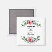Aquarellfarbe Rosa Grüne Foliage Rett TheDate Magnet (Vorderseite/Rückseite)