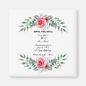 Aquarellfarbe Rosa Grüne Foliage Rett TheDate Magnet (Vorne)